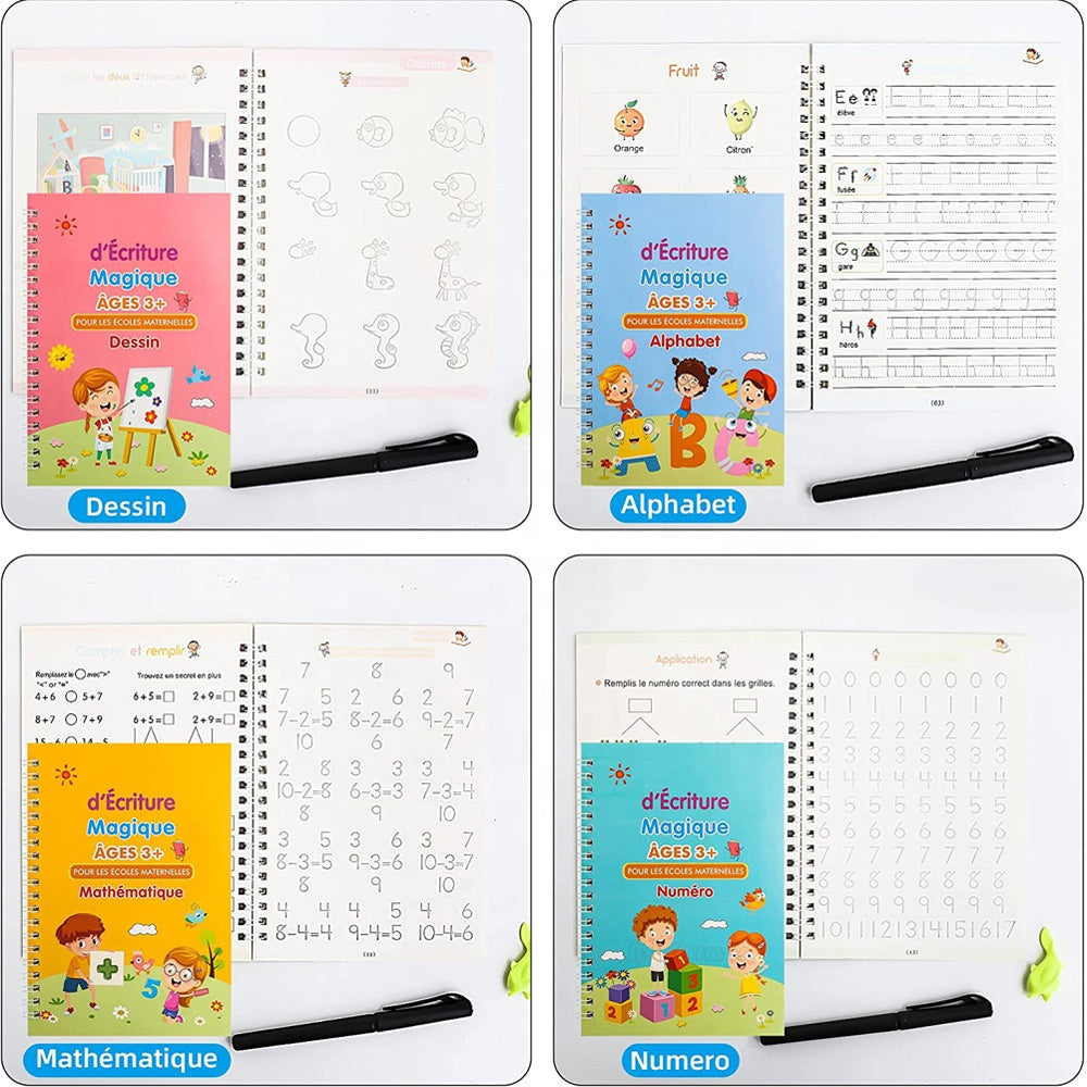 Cahier de Calligraphie Réutilisable + Ardoise d'ecriture LCD